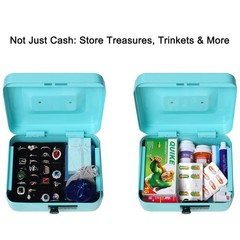 Light Blue Medium Durable Metal Cash Box with Combination Lock Secure Money Box