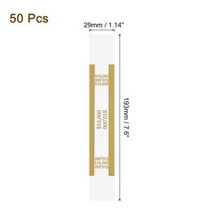 Pack of 50 Money Band Bundles,Self-Adhesive Bill Wrappers,7.6&Prime;x1.14&Prime;,Gold