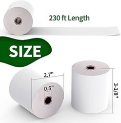 Thermal Paper Receipt 3-1/8&Prime; x 230&prime; White 50 Rolls POS Cash Register 10% More