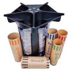 Coin Sorter Tube with Coin Wrappers, 5-In-1 Change Sorter and Coin Holder
