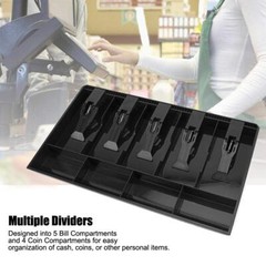 Cash Register Drawer Insert Tray with 5 Bill/4 Coin Compartments for Money St…