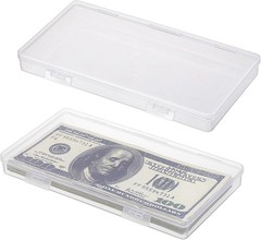 2 Pack Plastic Cash Box Clear Currency Tray Rectangular Cash Storage Holder