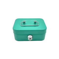 Small Cash Box with Money Tray and Lock, Metal Cash Lock Box with Key