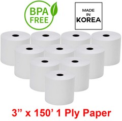 3&Prime; x 150 ft 1-Ply Bond Paper Kitchen Receipt Printers POS 3 inch x 10Rolls