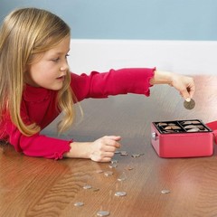 Chic Pink Money Box with Key Lock and Removable Tray – Perfect for Organizing