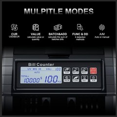 AL1000 Money Counter Machine with Value Counting, Support Dollar and Euro, UV, M