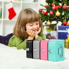 Cash Box with Lock Small Cute Money Slot Mini-Black, Black-Mini