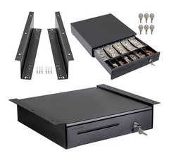 Volcora Locking Metal POS Cash Drawer w/ Removable Coin Tray & Media Slot