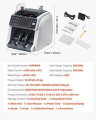 Cash Counter Machine: 1500bpm, 500-Bill Hopper, External Display & 3.5&Prime; TFT