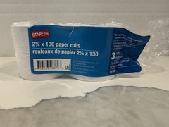 Staples 2 1/4 x 130 Calculator Register Receipt Paper Rolls Set Of 2