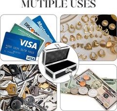 Lockable Cash Box with Key, Aluminium Money Box with Single-Row Currency Tray