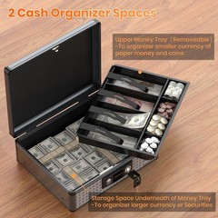 Cash with Lock, Money with Key Lock & Removable Coin Tray 13.5 * 4.31 * 11.4i…