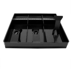 Cash Register Drawer Insert Tray 3 Bill 3 Coin Compartments Plastic Clip Black