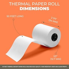 Thermal Credit Card Paper Rolls Printer Paper Receipts 2 1/4&Prime; X 50&prime; For Popular