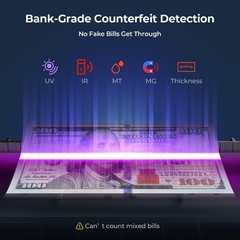Money Counter Machine Count Value, Add+Batch/Add+ Value Mode Bill Counter, UV…