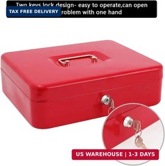 xydled Cash Box with Money Tray and Key Lock,Money lock box with Cash Tray,Safe