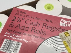 12 Rolls Perfect Print Adding Machine Rolls 2-1/4&Prime; x 130&prime; ft High Quality NEW