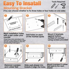 13 Inch Manual Push Open Cash Register Drawer with Under Counter Mounting Bra…