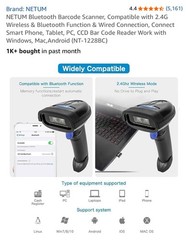 NETUM NT-1228BC Bluetooth Barcode Scanner 2.4G Wireless USB Wired CCD Reader