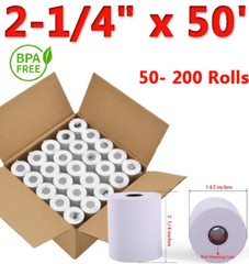 2-1/4&Prime; x 50&prime; 85&prime; Thermal Paper Credit Card Cash Register POS Receipt Paper Rolls