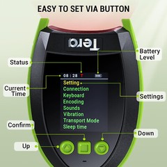 Tera Barcode Scanner Wireless 2D QR Digital Setting Screen Keypad Pro Version