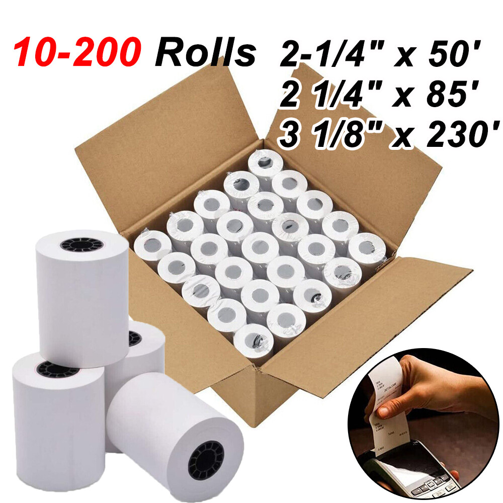 2-1/4&Prime; x 50&prime;, 2-1/4&Prime; x 85&prime; Thermal Credit Card Cash Register POS Receipt Paper