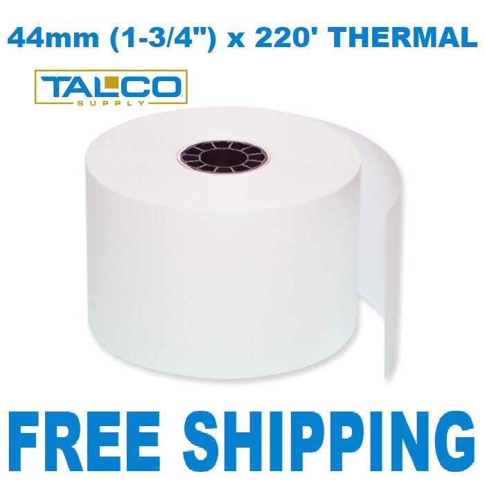 (30) 44mm (1-3/4&Prime;) x 220&prime; THERMAL CASH REGISTER PAPER ROLLS ~FAST FREE SHIPPING~