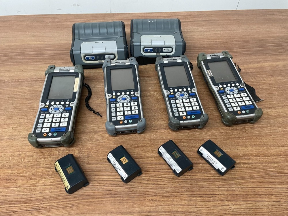Lot of 4 Intermec CK60 Handheld Computers w/ 2 PB42 Printers