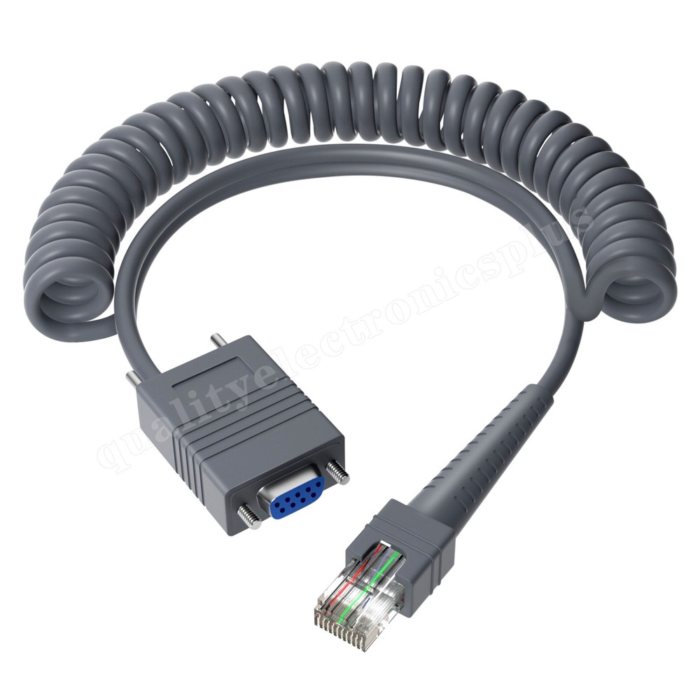 5M RS232 to RJ45 Coiled Cable For Zebra LS2207 LS4008I LS4208 LS3008 LS1203