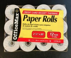 NEW 2-1/4&Prime; x 85&prime; THERMAL RECEIPT PAPER-25 ROLLS **FREE SHIPPING** Officemax