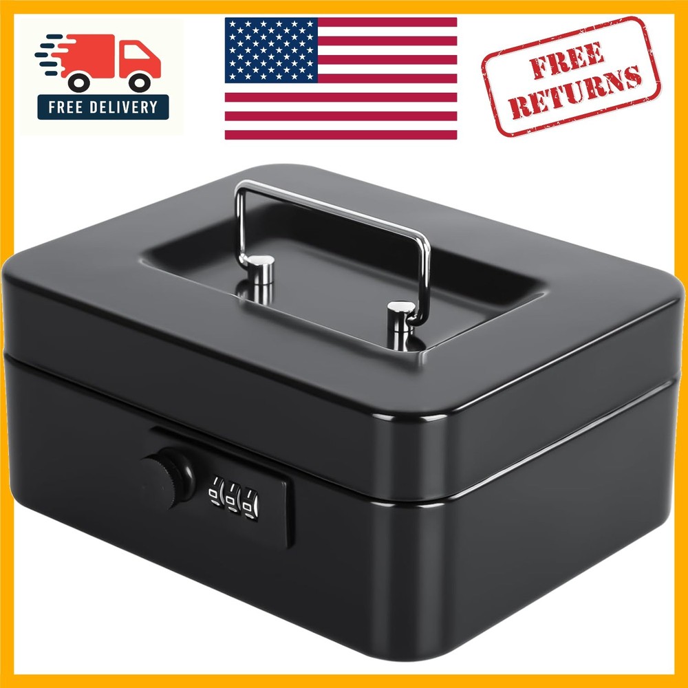Compact Alloy Steel Cash Box with Combination Lock – Travel-Friendly Security