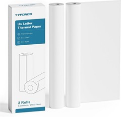 Thermal Printer Paper 8.5 x 11 Inch, Continuous Thermal Paper Roll, 2 Rolls