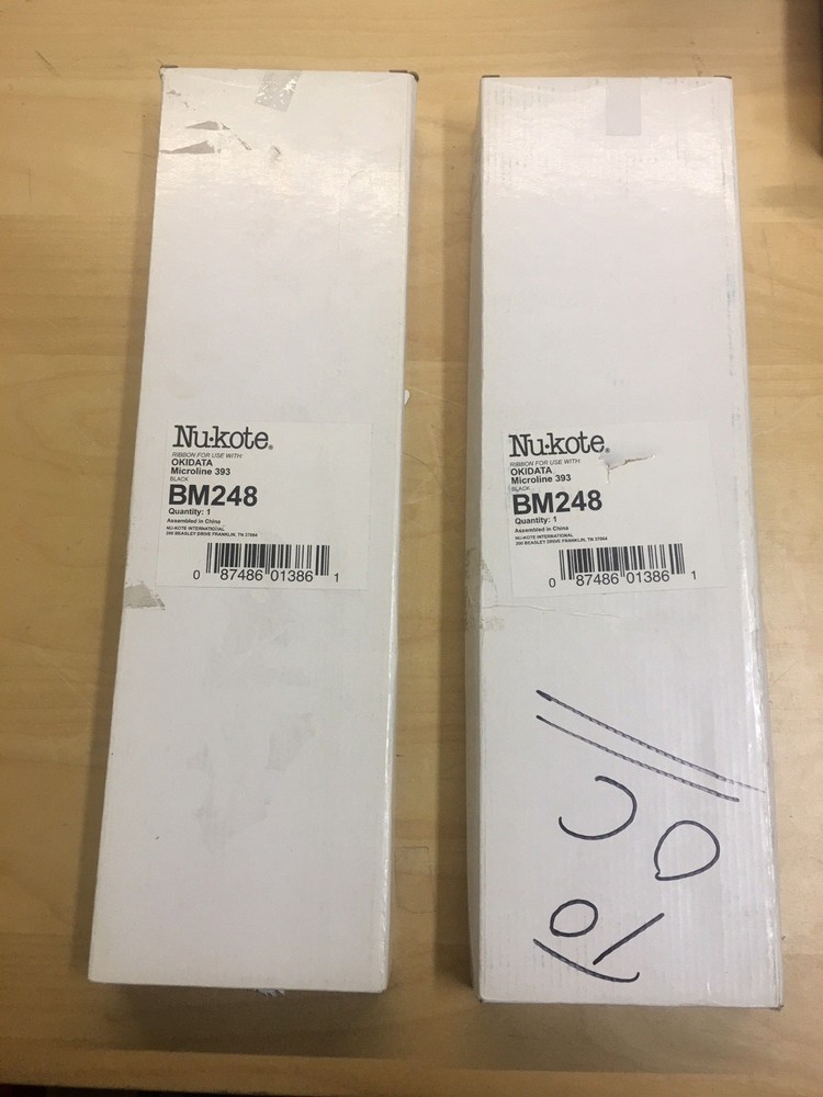 Lot of 2: NEW Nukote Black Replacement Ribbon for Okidata Microline 393 BM248