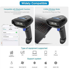 2x Netum NT-1228BC 1D Bluetooth Barcode Scanner
