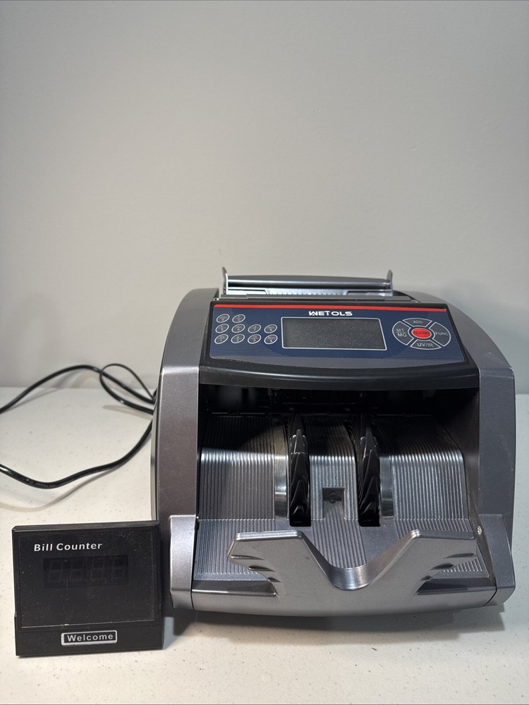 WETOLS We-186 Money Counter Counterfeit Bill Detection UV/IR/DD/MG/MT 2 Displays
