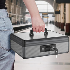Locking Cash Box with Money Tray and Key, Secure Money Safe Box for Cash