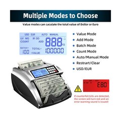 Money Counter Machine PONNOR with Value Bill Count, Dollar, Euro with UV/MG/I…