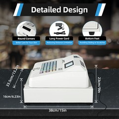 Electronic Cash Register 48 Key POS Casher 8 Digital LED Display with Drawer New