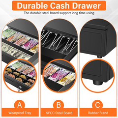 Heavy-Duty 16.4&Prime; Cash Drawer with Media Slot for Small Businesses