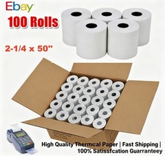 100 Rolls 2 1/4&Prime; 57mm x 50&prime; Cash Register Credit Card POS Receipt Thermal Paper