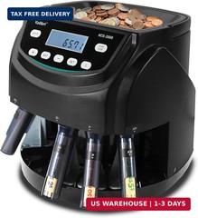 Kolibri KCS-2000 Professional USD Coin Counter Machine, Coin Sorter, Wrapper/Rol