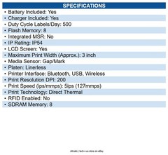 Sewoo P34LSB_BK LK-P34L Mobile Label 3&Prime; STD (USB)+Bluetooth 4.2+BLE, NFC, Black