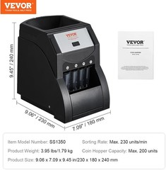 Automatic Coin Sorter & Wrapper – Sorts 1￠-25￠ Coins at 230/min, 200 Capacity