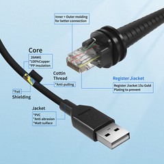 For Honeywell 1902G-SR 1470G 1472G 1952G-HD Barcode Scanner Cable 2M USB to RJ45