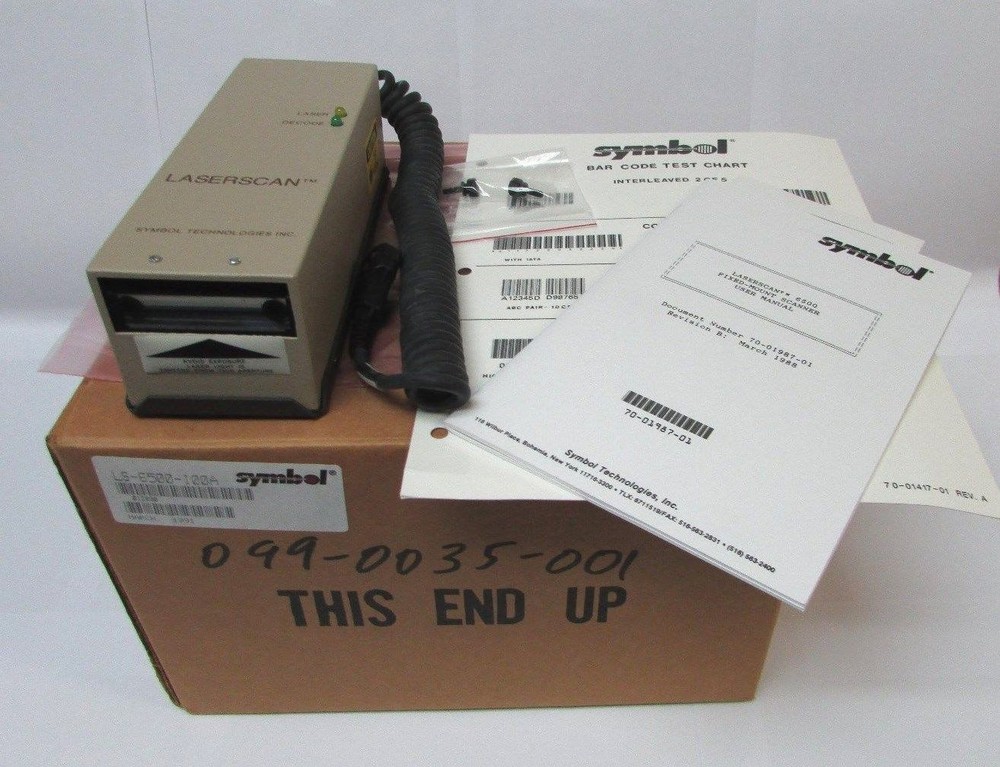 Symbol LS-6500-I00A Laserscan Barcode Reader LS6500 + User Manual + Test Chart