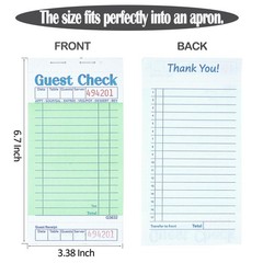 Budgenix Guest Checks Server Note Pads 100 Pack 5000 Orders, Green Guest Chec…