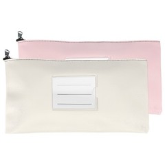 11×6 Inch Money Bags with Zipper, 2Pcs PU Leather Cash Pouch, Pink/White
