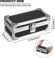 Cash Box with Lock, Aluminium Alloy Money Box for Cash Lockable Money Storage Bo