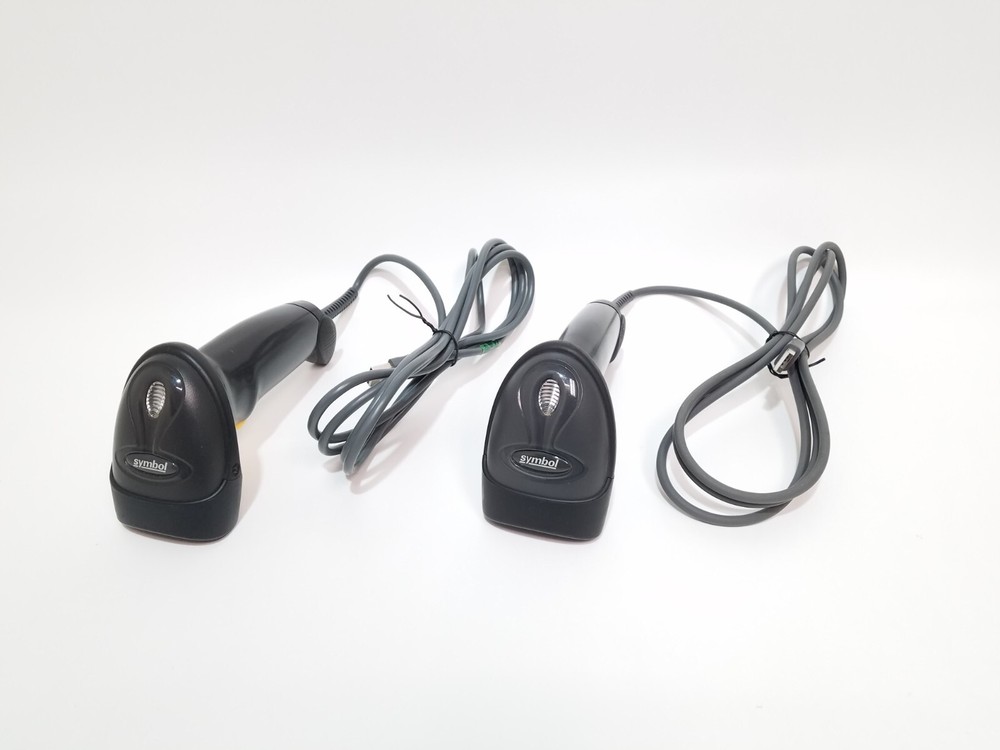 Lot of 2 Symbol LS2208-SR20007R-UR USB Handheld Laser Barcode Scanners