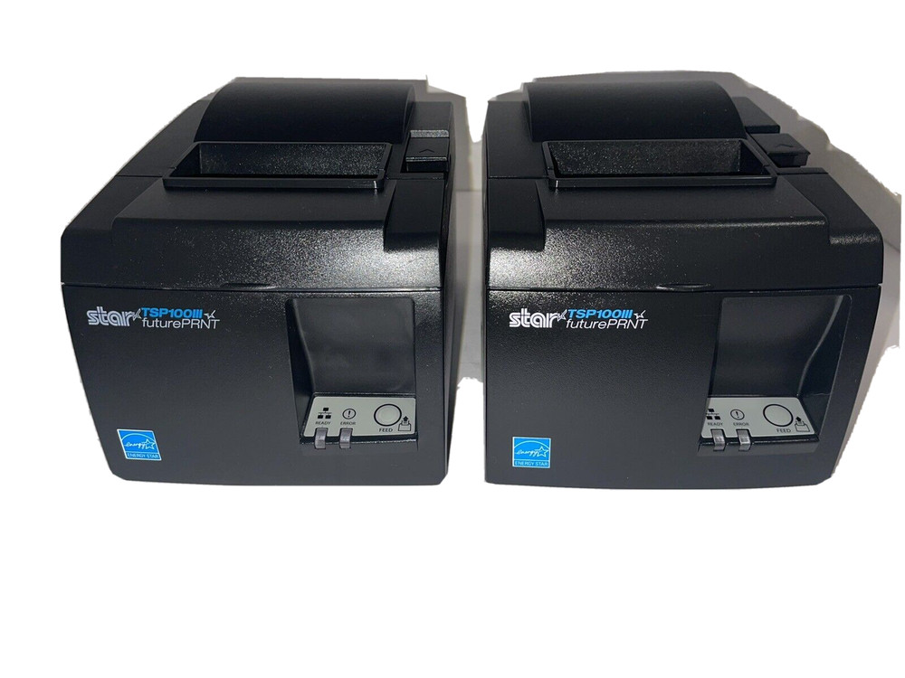 Star TSP100 TSP143IIILAN Thermal POS Receipt Printer w AC cord ETHERNET LOT OF 2
